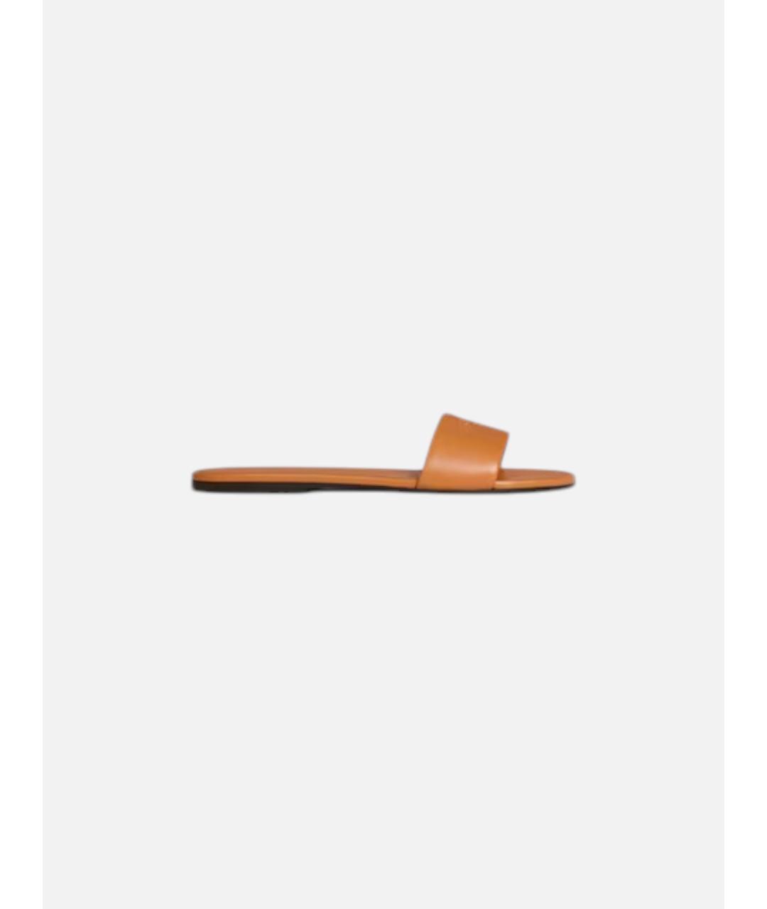 CELINE Бежевые кожаные шлепанцы, фото 4