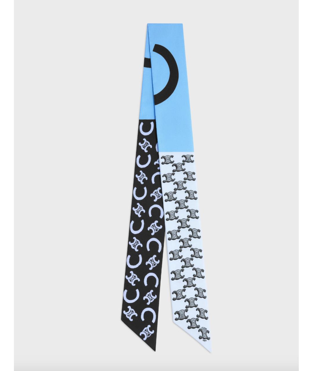 CELINE Голубой шелковый шарф, фото 4