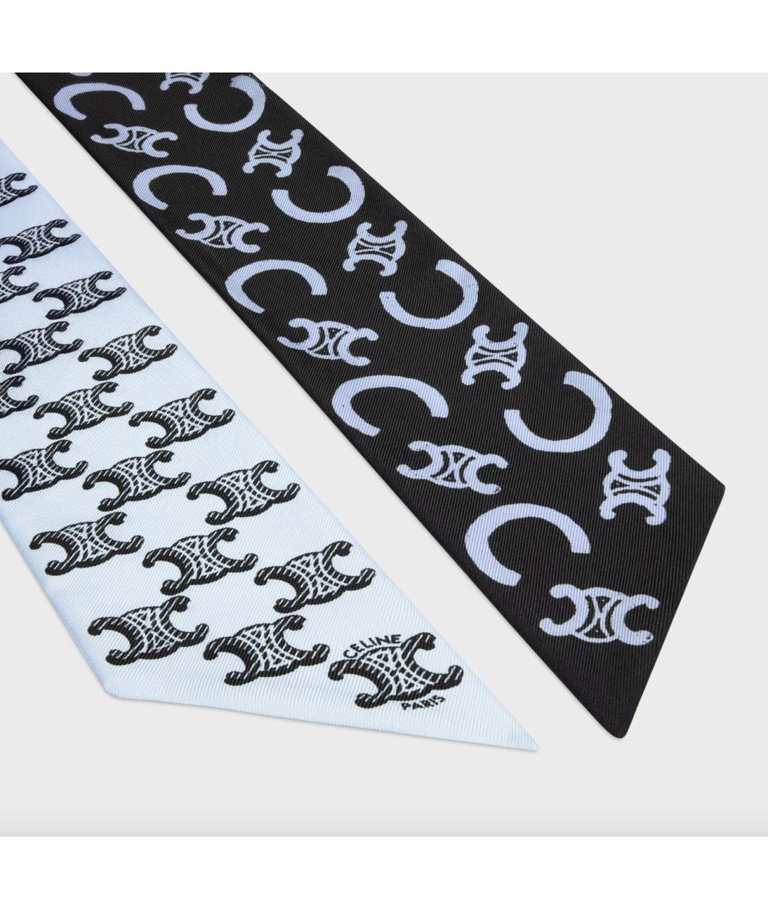CELINE Голубой шелковый шарф, фото 3
