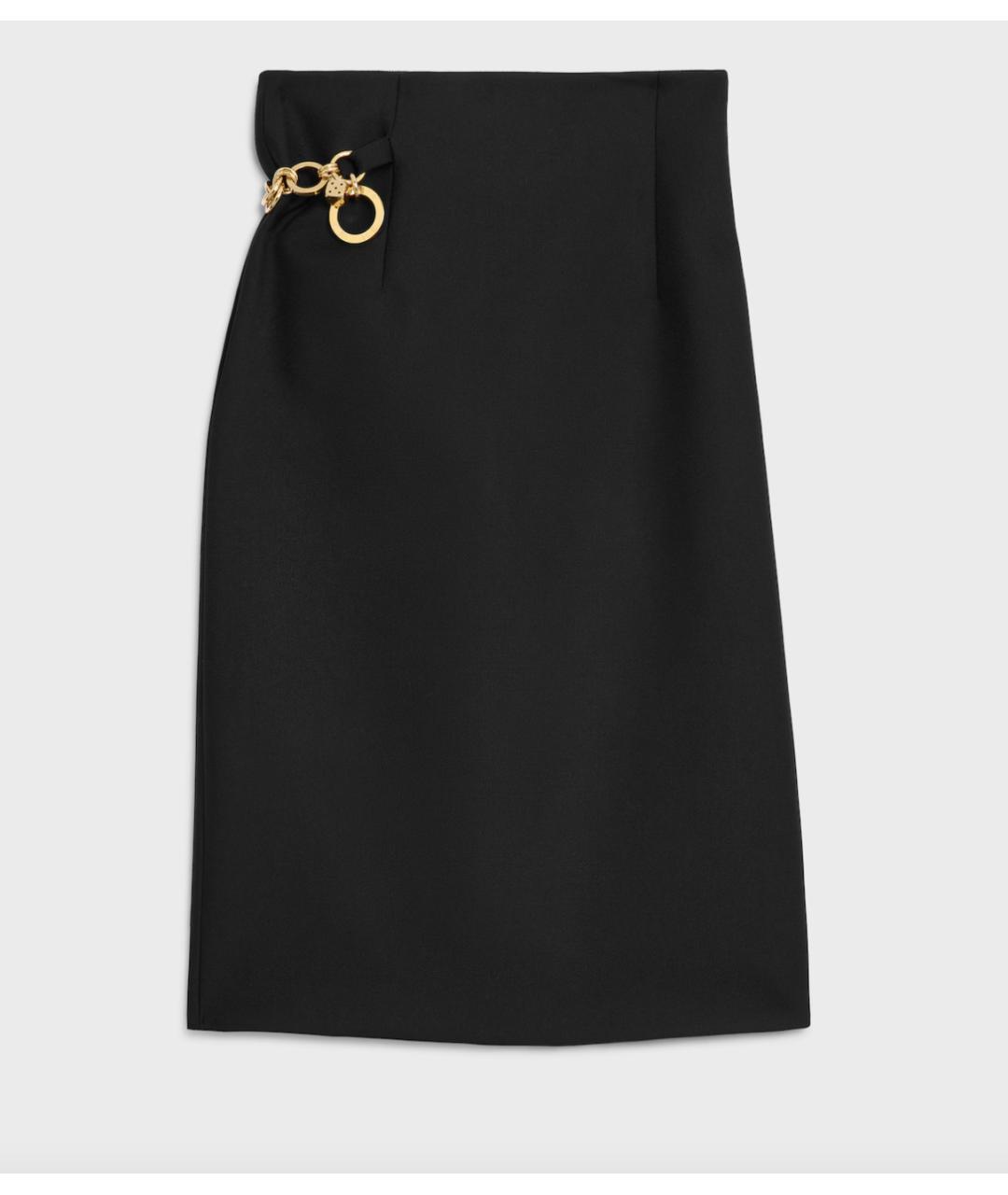 CELINE Черная шерстяная юбка миди, фото 2