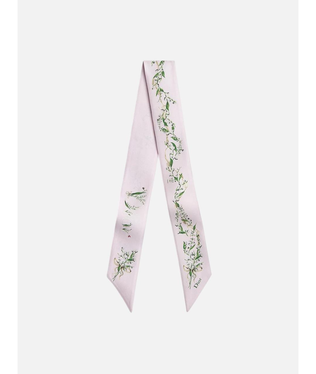 CHRISTIAN DIOR Розовый шелковый шарф, фото 3