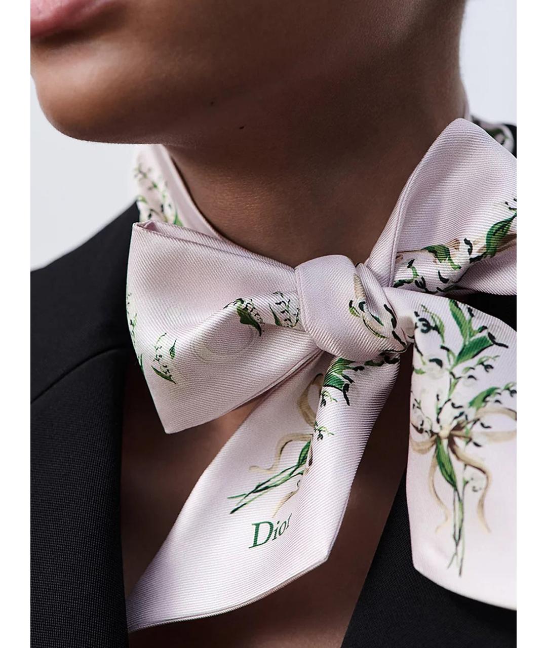 CHRISTIAN DIOR Розовый шелковый шарф, фото 2