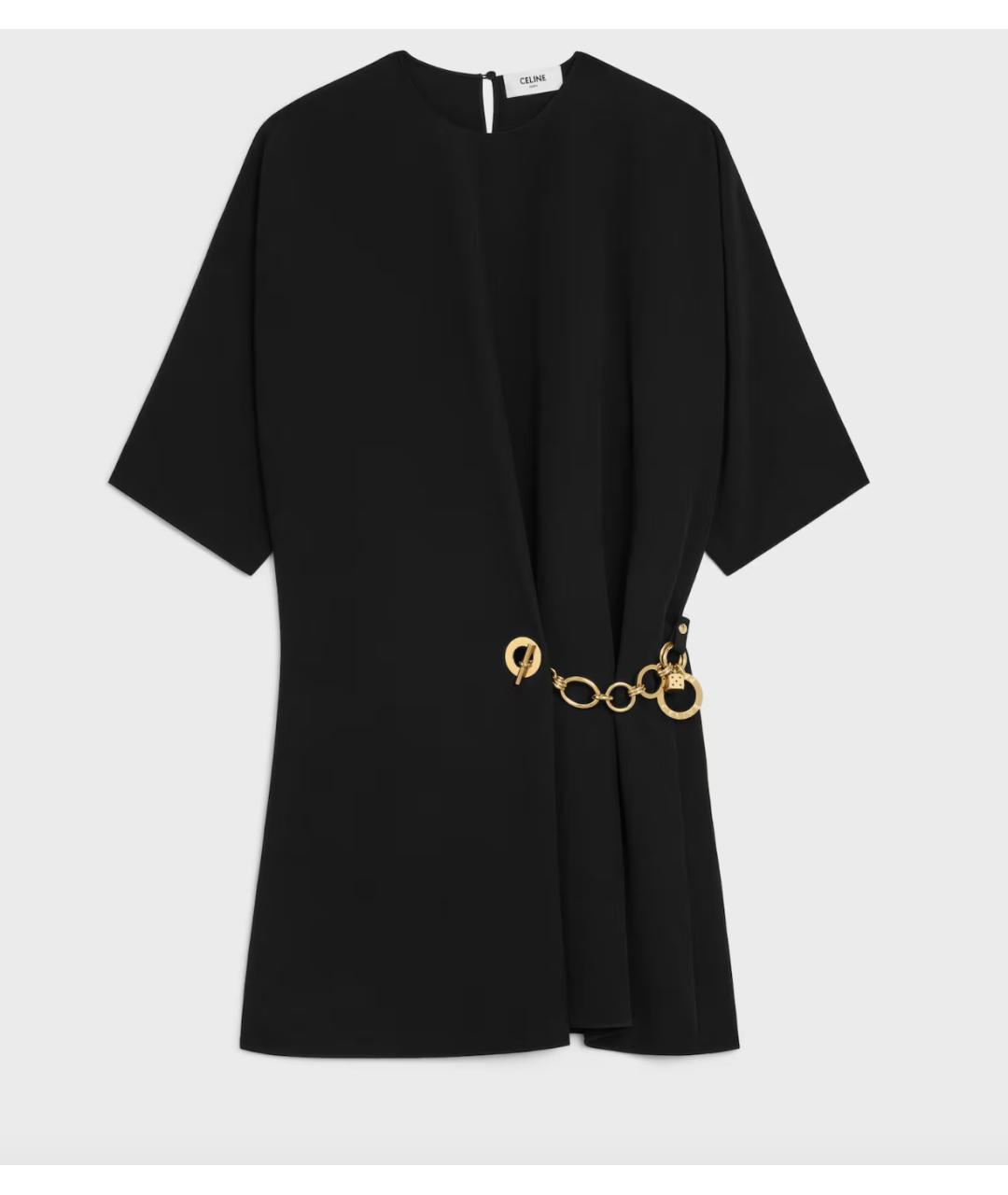 CELINE Черное вискозное коктейльное платье, фото 5