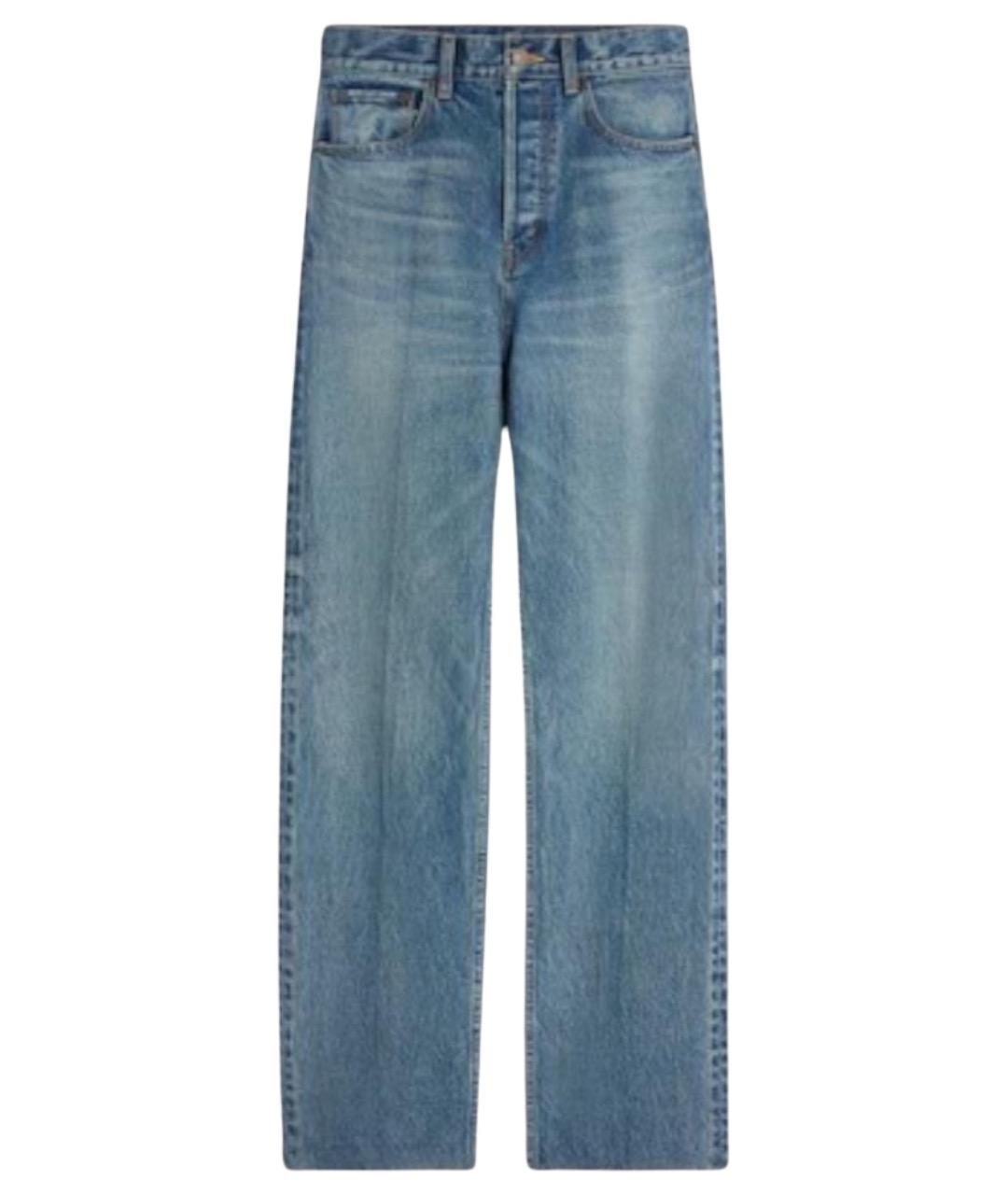 CELINE Синие хлопковые прямые джинсы, фото 1