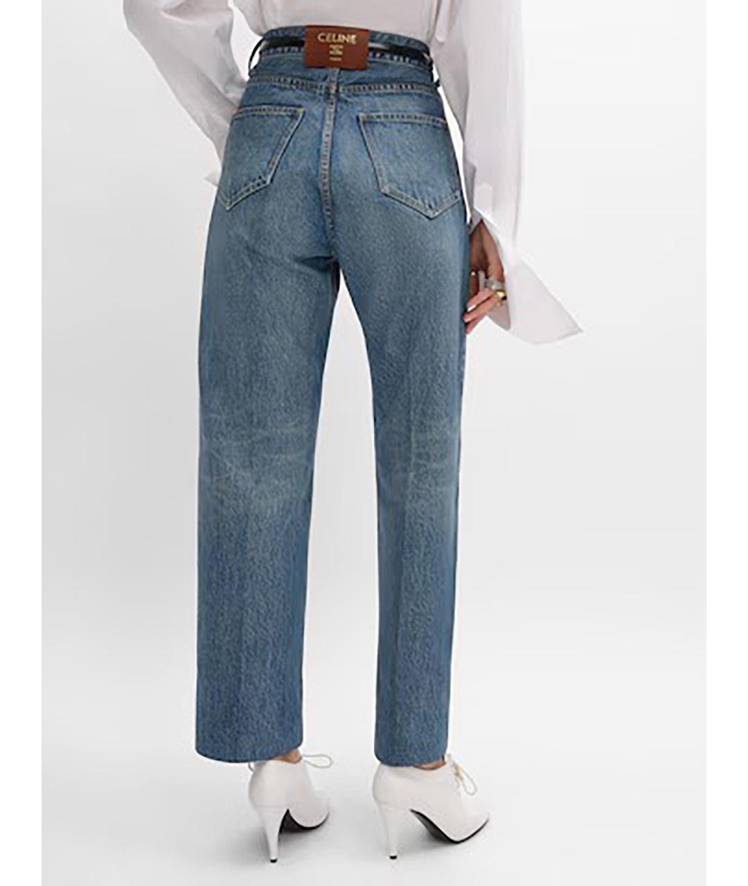 CELINE Синие хлопковые прямые джинсы, фото 3