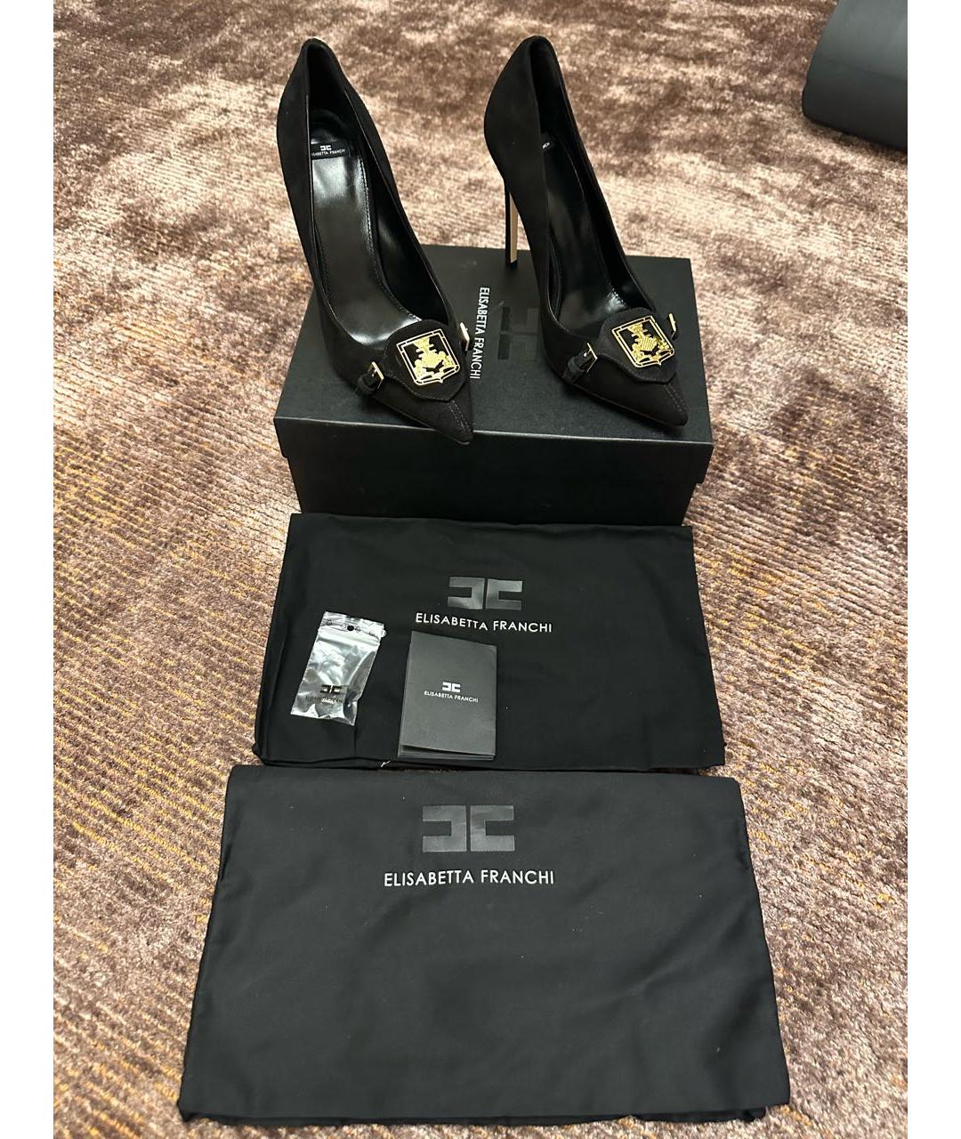 ELISABETTA FRANCHI Черные замшевые туфли, фото 4
