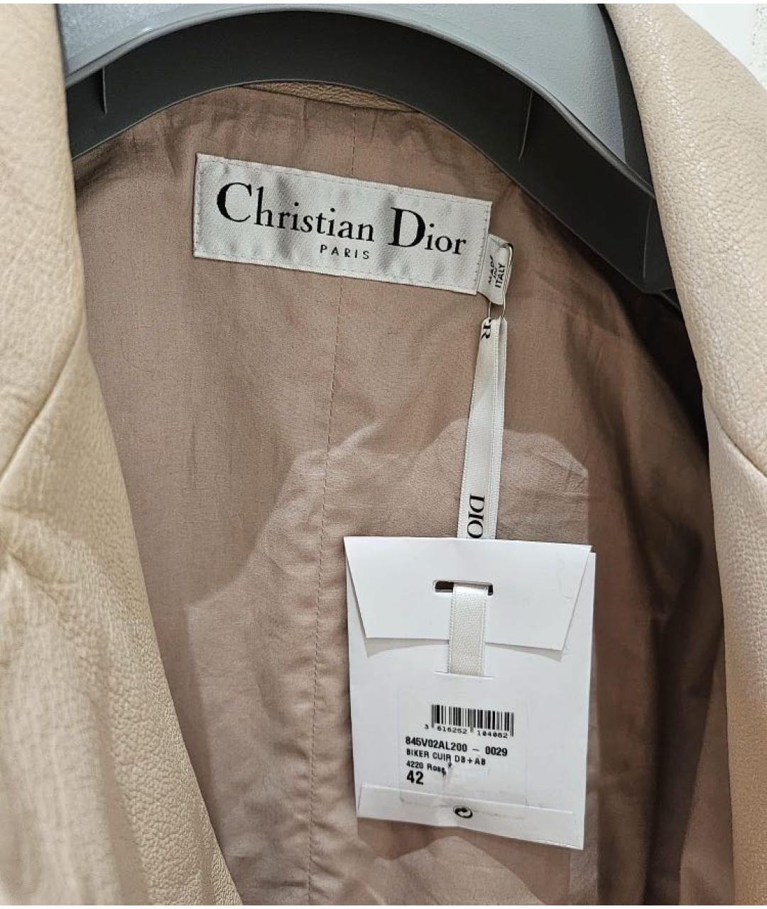 CHRISTIAN DIOR Бежевая кожаная куртка, фото 3