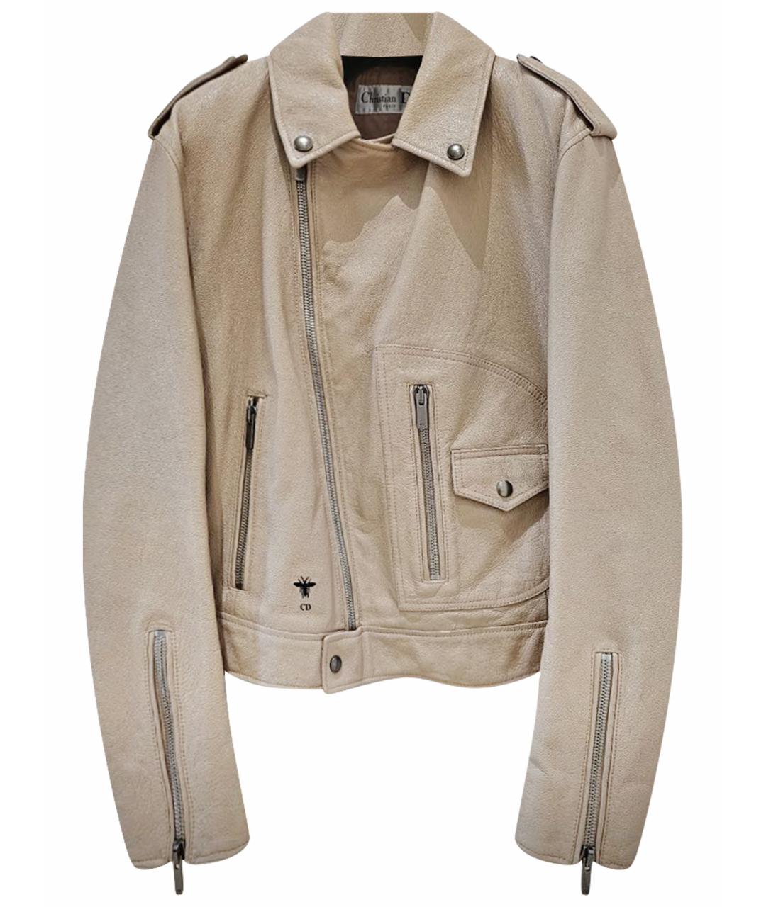 CHRISTIAN DIOR Бежевая кожаная куртка, фото 1