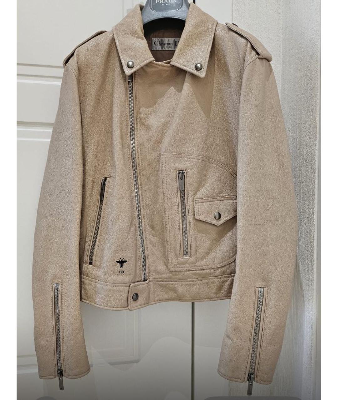 CHRISTIAN DIOR Бежевая кожаная куртка, фото 5