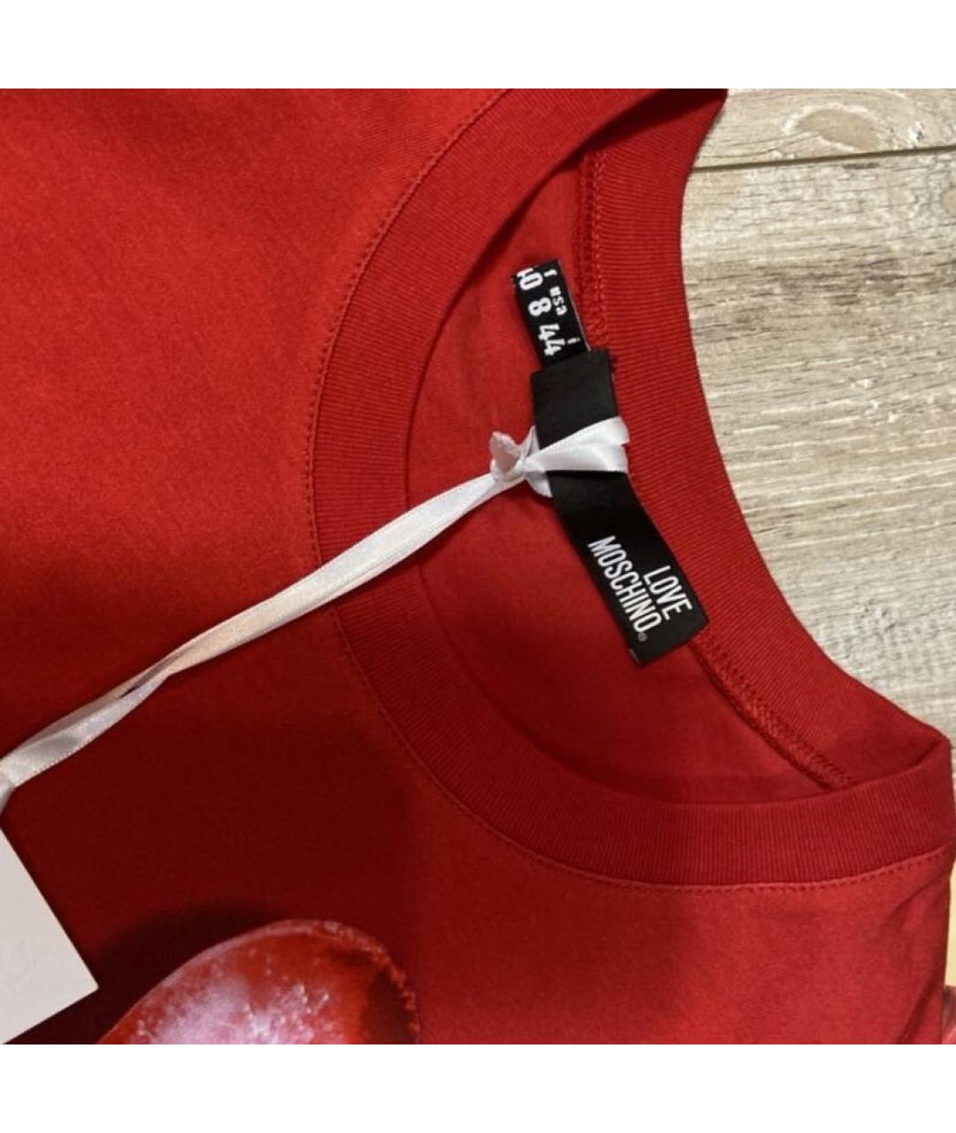 LOVE MOSCHINO Красная хлопковая футболка, фото 3