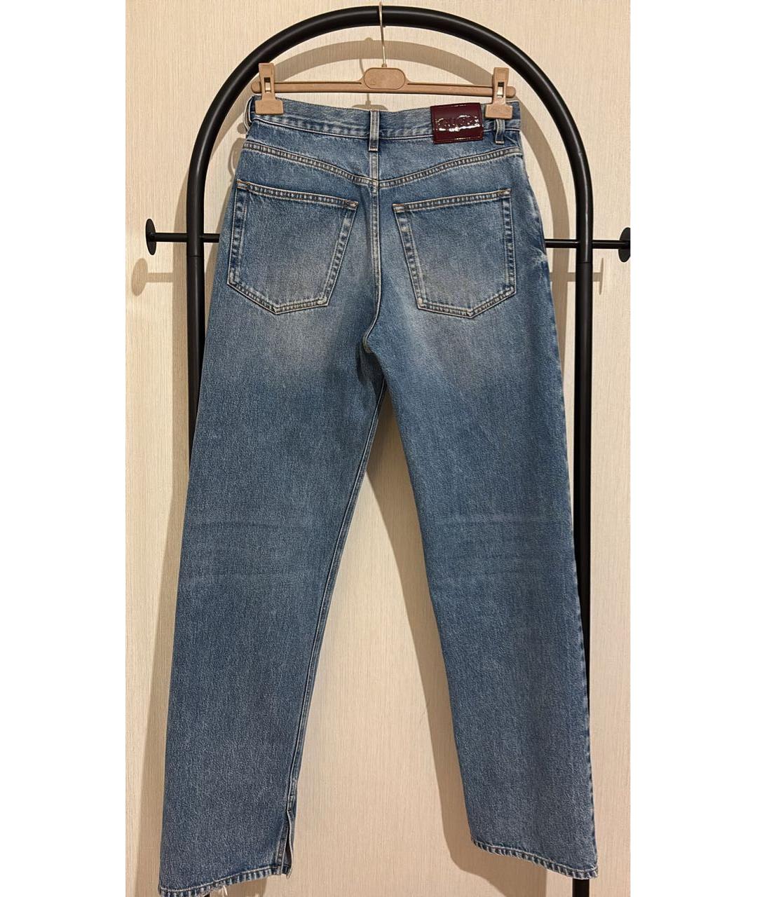 GUCCI Голубые хлопковые прямые джинсы, фото 2