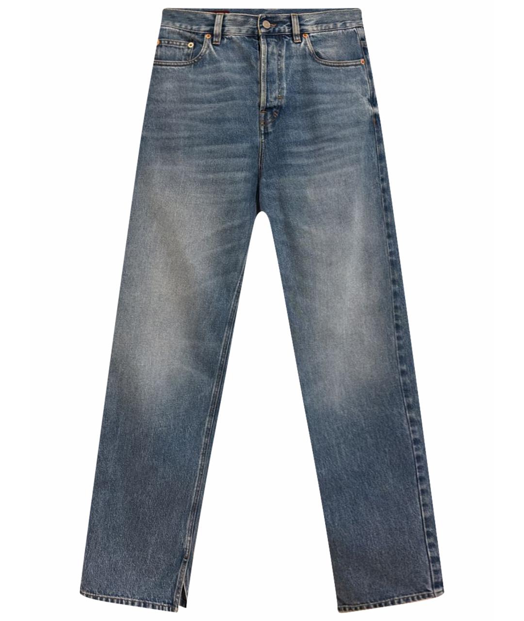 GUCCI Голубые хлопковые прямые джинсы, фото 1