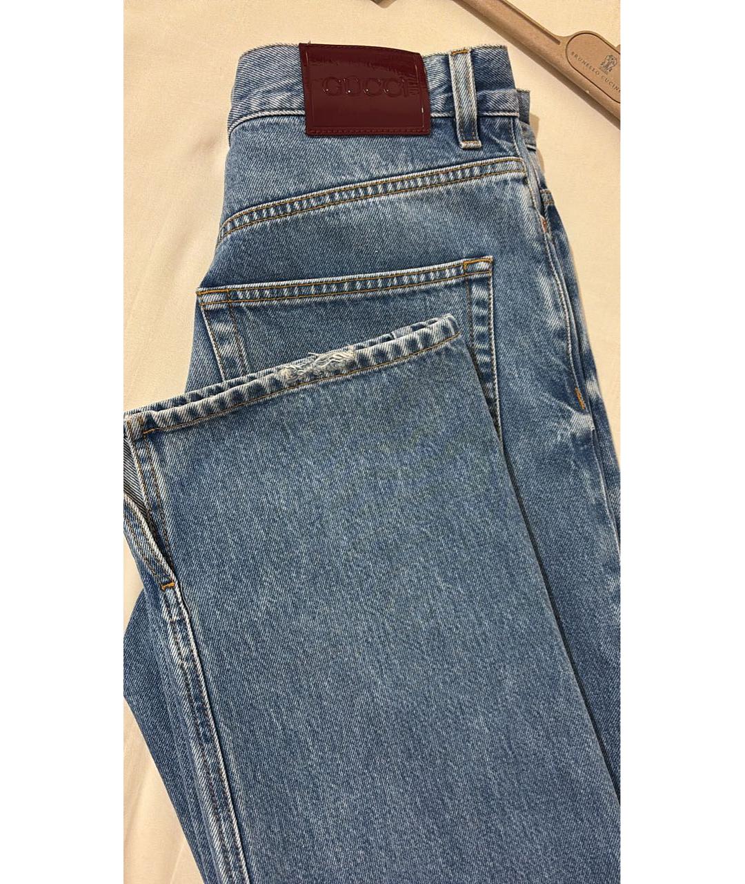 GUCCI Голубые хлопковые прямые джинсы, фото 6