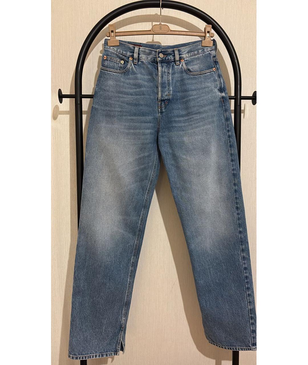 GUCCI Голубые хлопковые прямые джинсы, фото 8