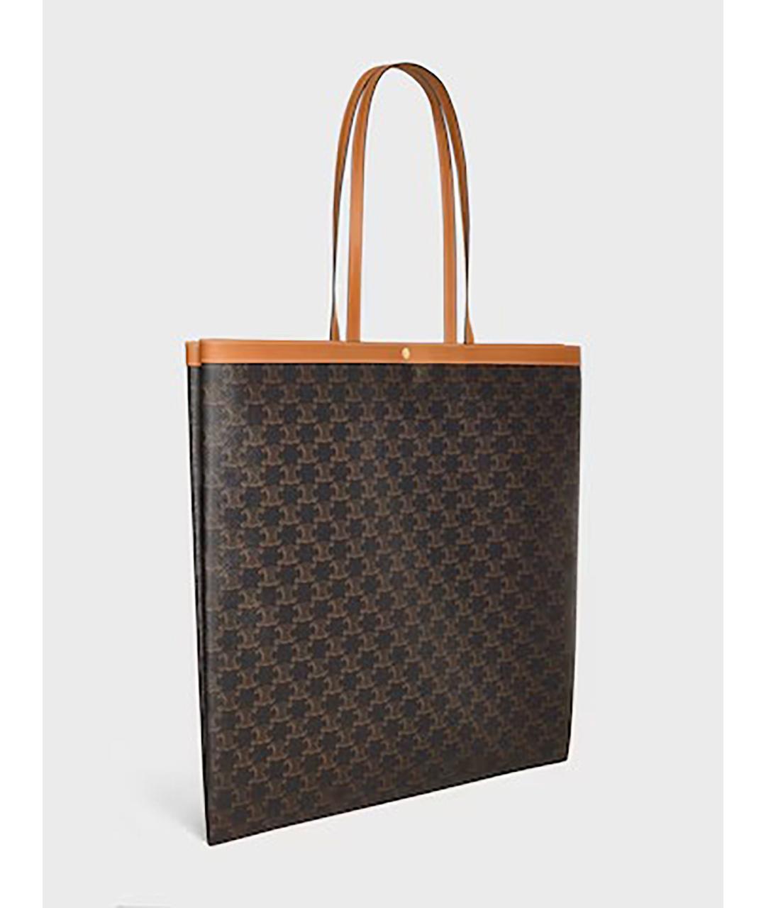 CELINE Коричневая синтетическая сумка с короткими ручками, фото 2