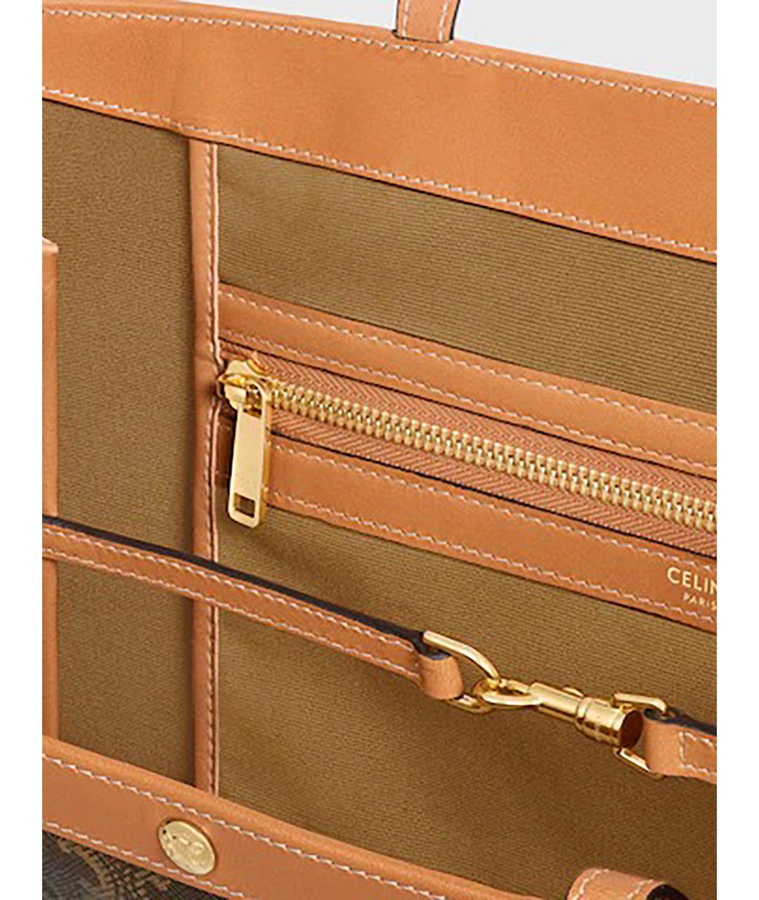 CELINE Коричневая синтетическая сумка с короткими ручками, фото 3
