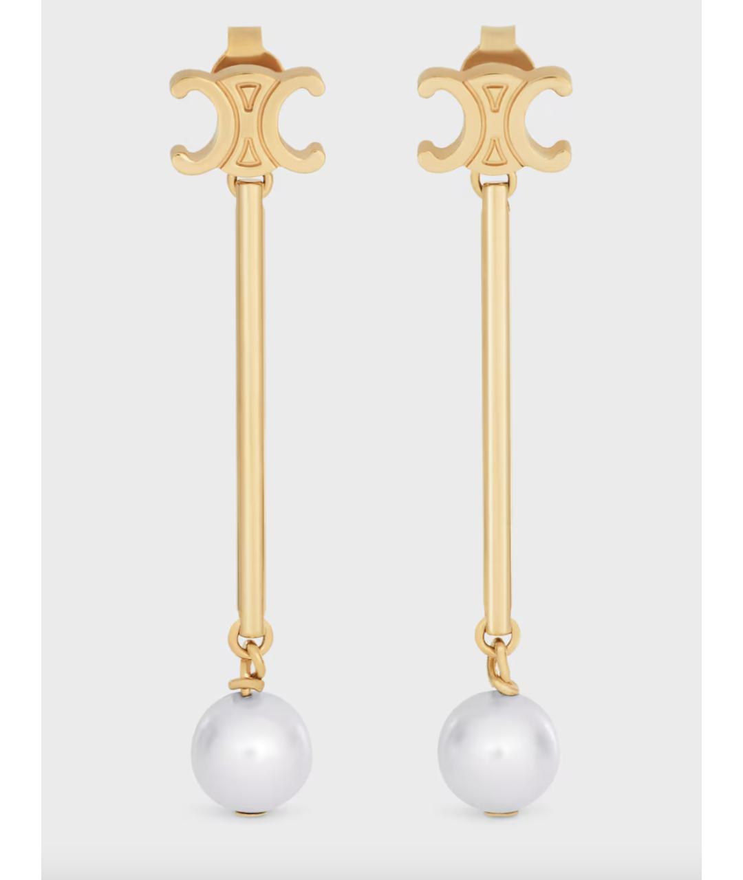 CELINE Золотые латунные серьги, фото 4