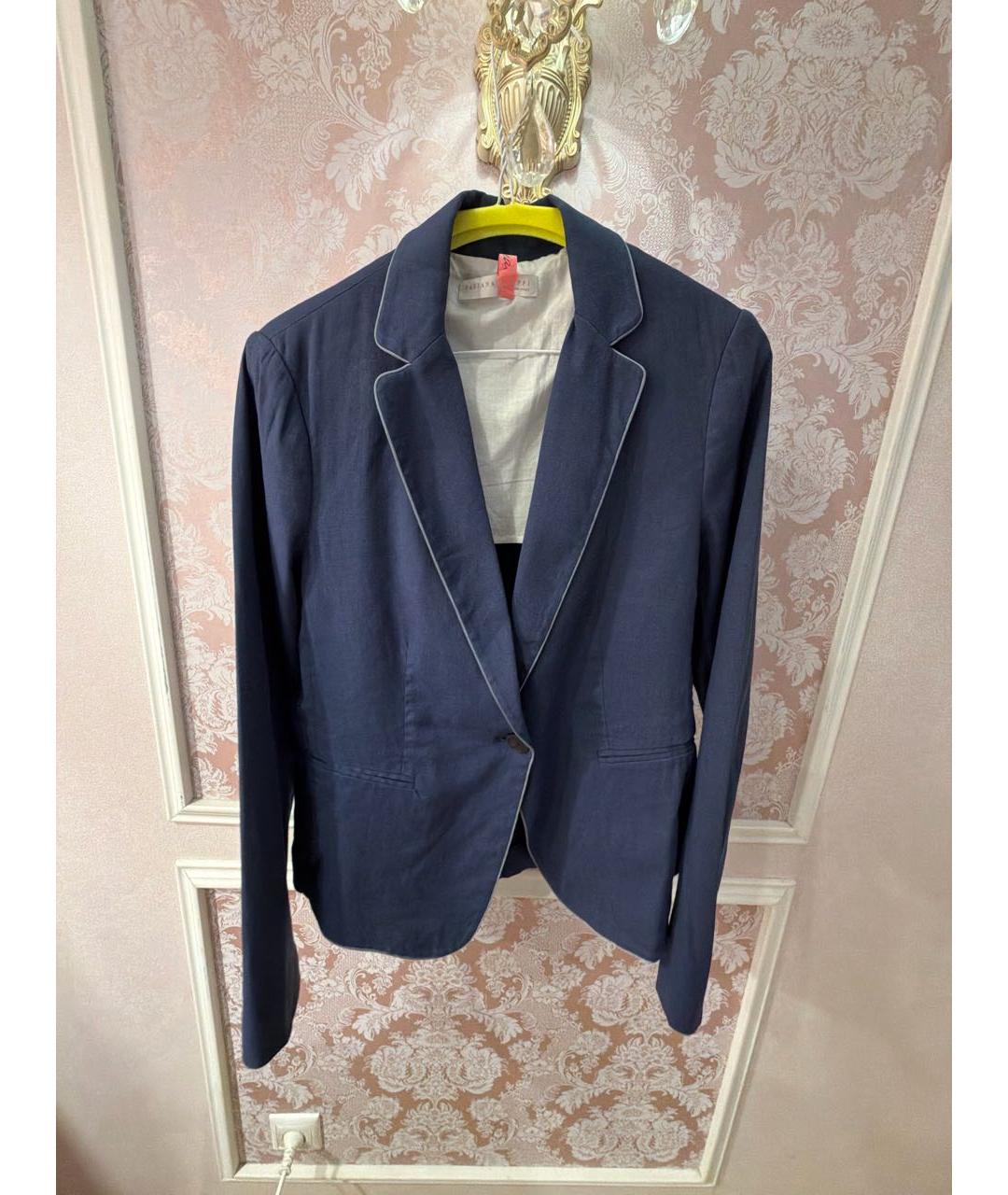 FABIANA FILIPPI Синий льняной жакет/пиджак, фото 8