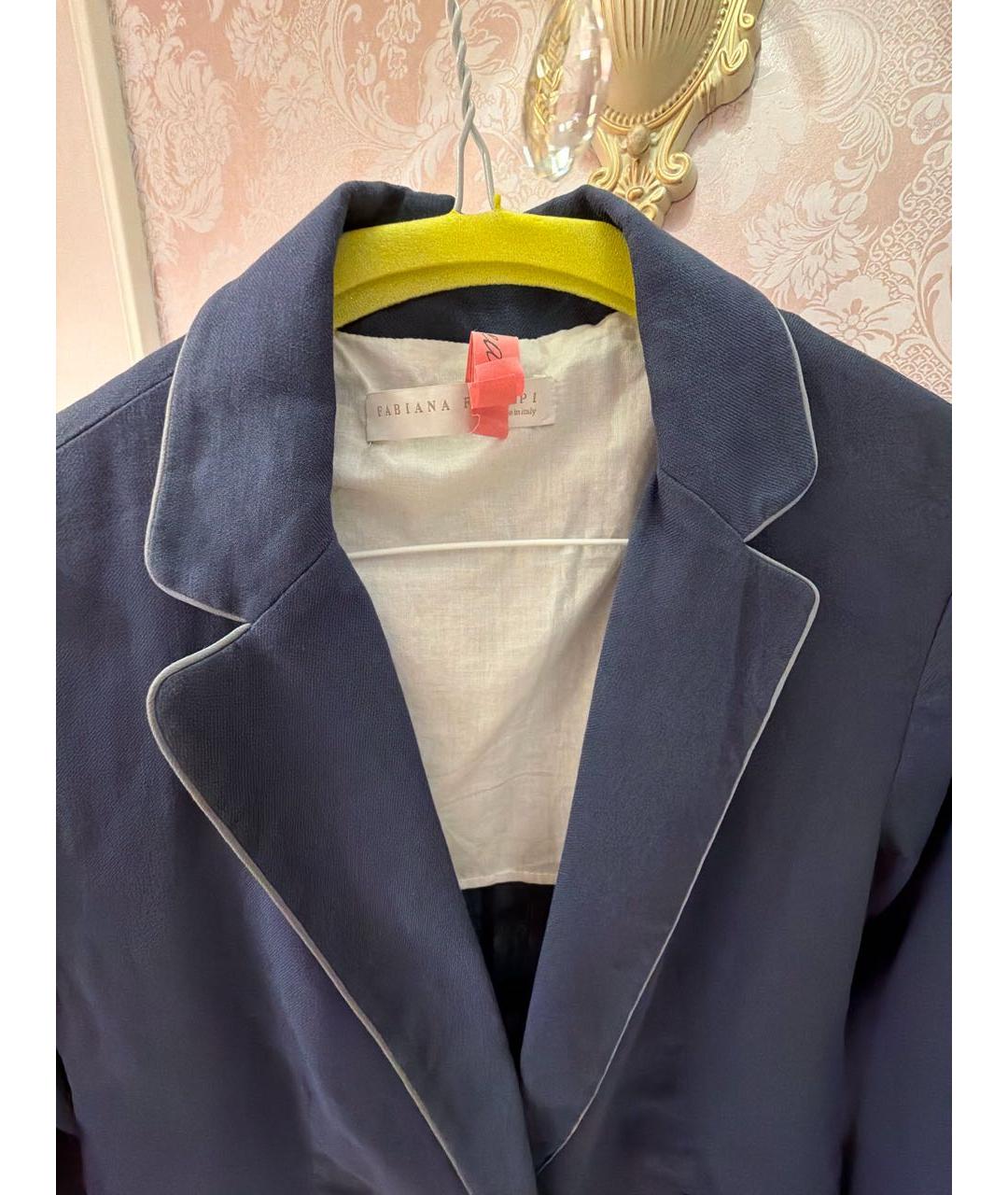 FABIANA FILIPPI Синий льняной жакет/пиджак, фото 3