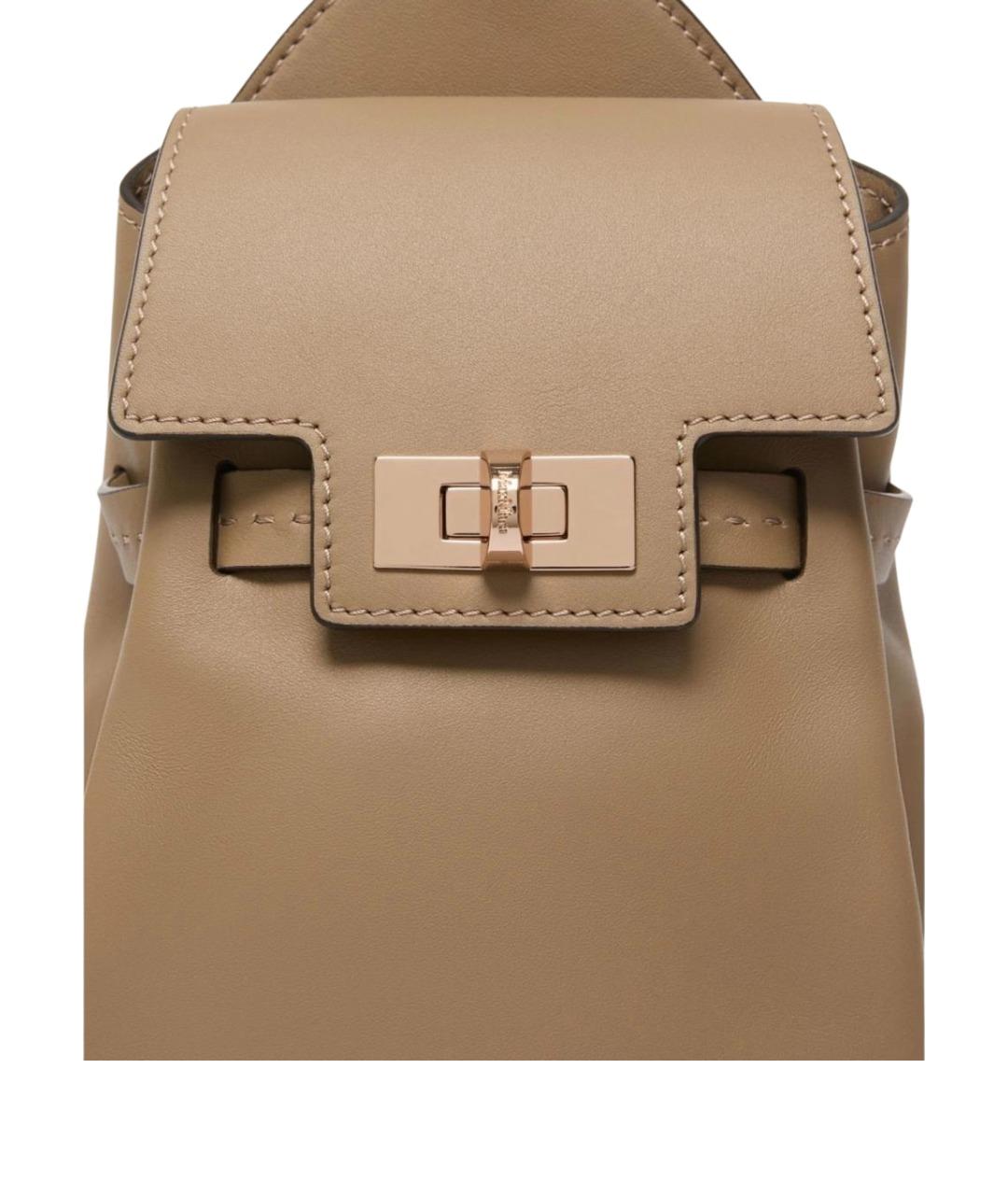 MAX MARA Бежевый кожаный рюкзак, фото 3