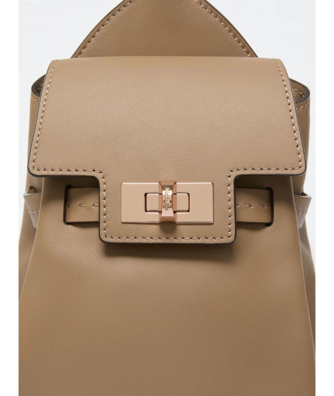 MAX MARA Бежевый кожаный рюкзак, фото 3