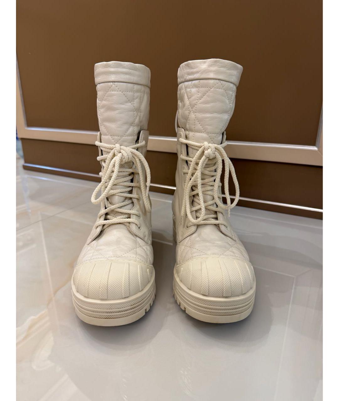 CHRISTIAN DIOR Белые кожаные ботинки, фото 2