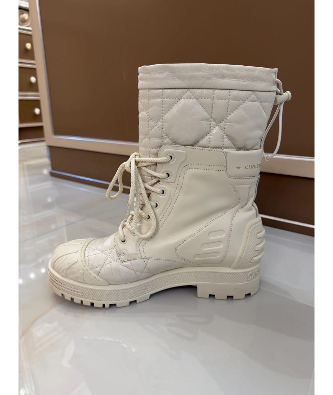 CHRISTIAN DIOR Белые кожаные ботинки, фото 5