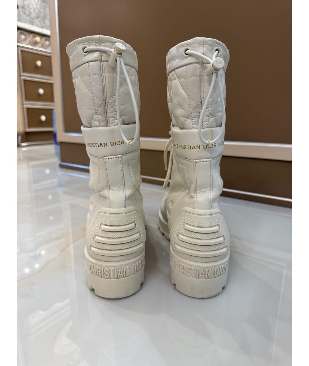 CHRISTIAN DIOR Белые кожаные ботинки, фото 4
