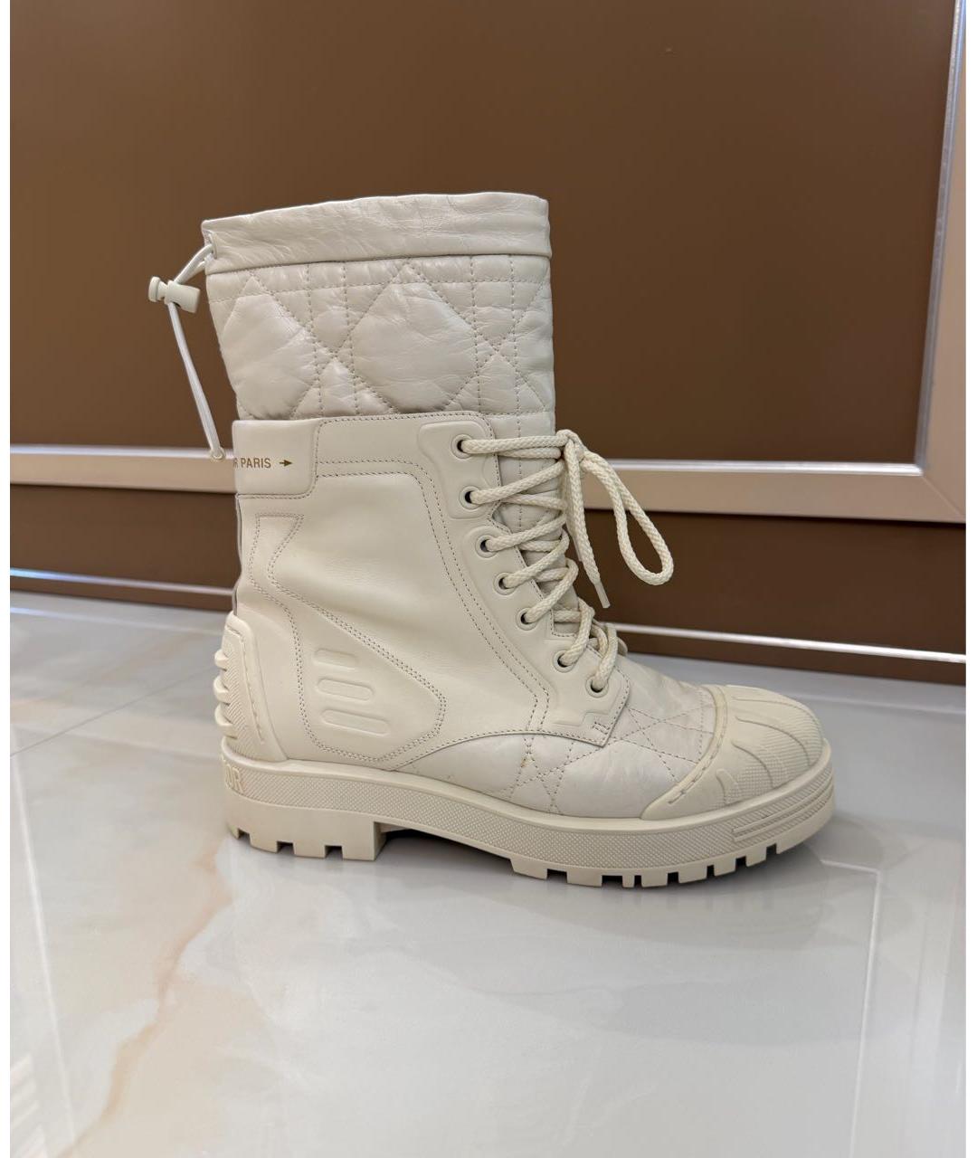 CHRISTIAN DIOR Белые кожаные ботинки, фото 9