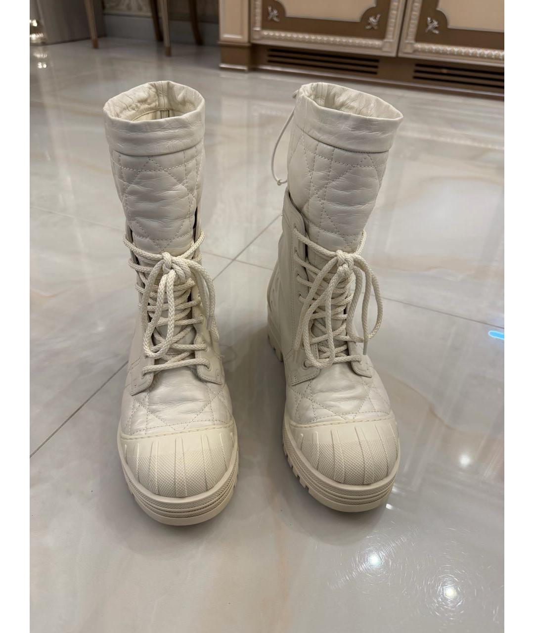 CHRISTIAN DIOR Белые кожаные ботинки, фото 8