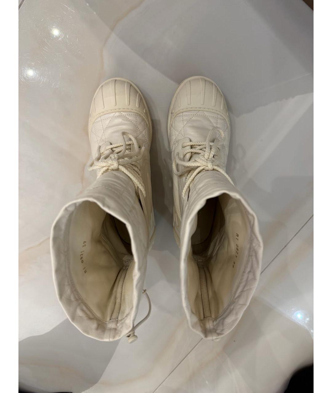 CHRISTIAN DIOR Белые кожаные ботинки, фото 3