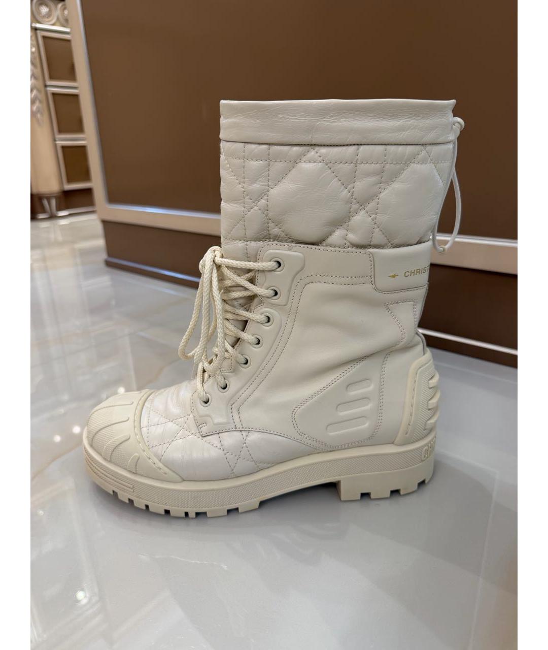 CHRISTIAN DIOR Белые кожаные ботинки, фото 6