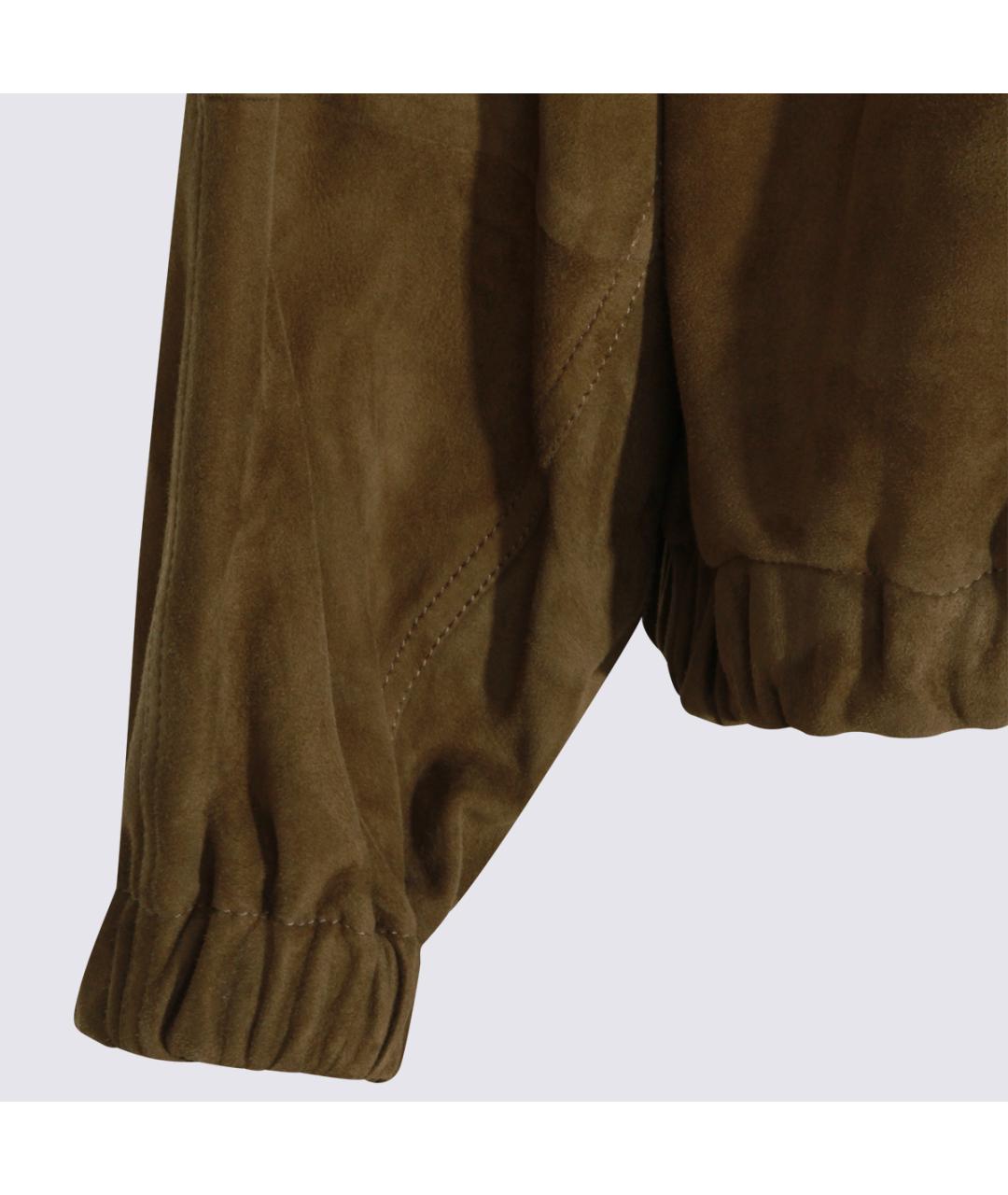 BRUNELLO CUCINELLI Коричневая кожаная куртка, фото 3