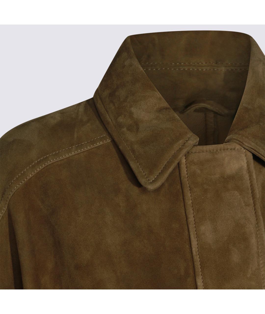 BRUNELLO CUCINELLI Коричневая кожаная куртка, фото 4