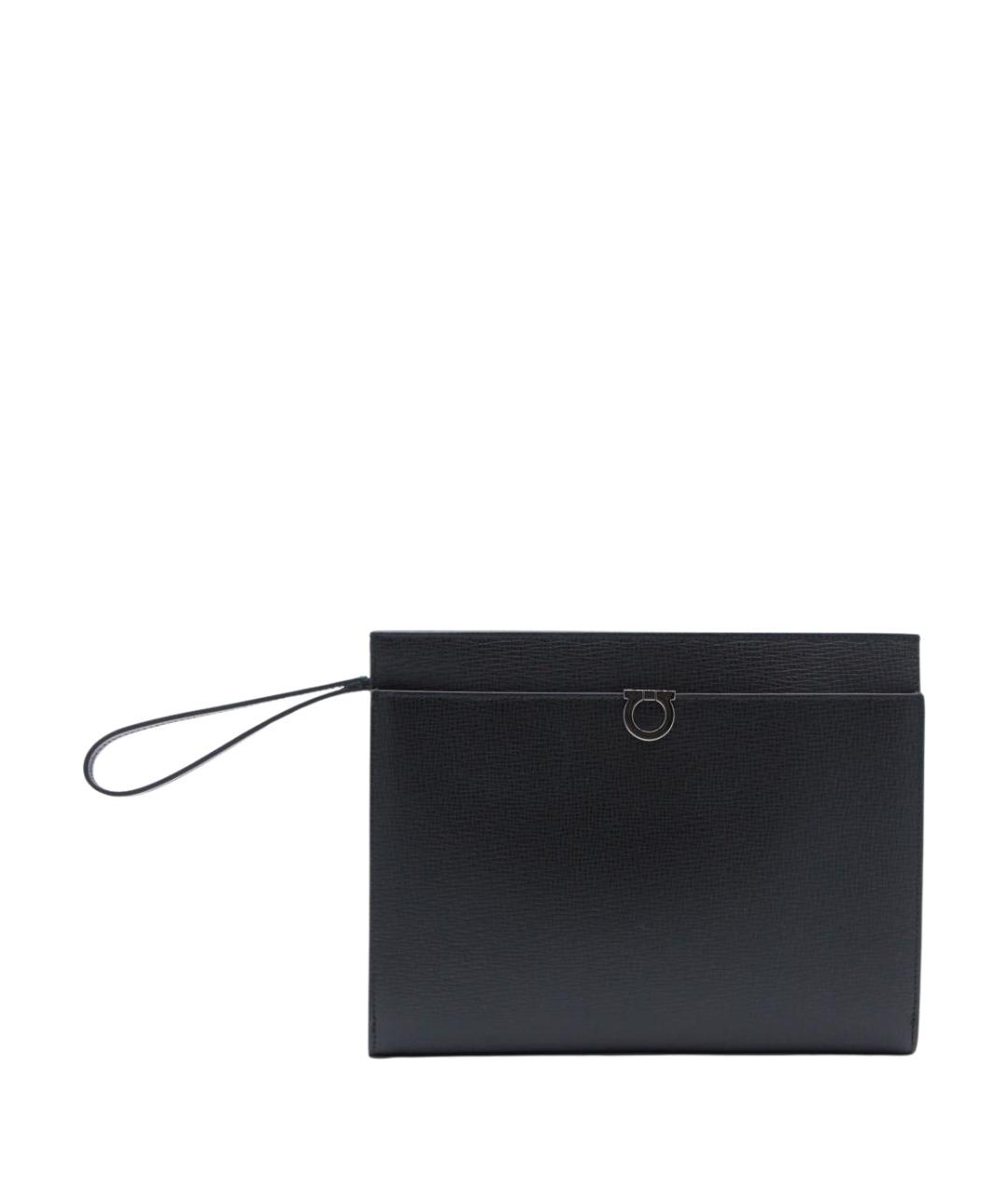 FERRAGAMO Черная кожаная барсетка, фото 1