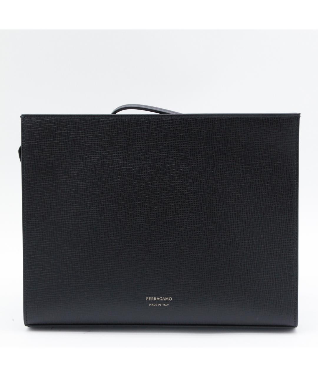 FERRAGAMO Черная кожаная барсетка, фото 3