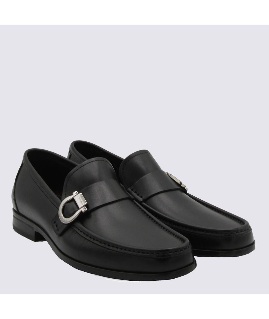 FERRAGAMO Черные кожаные лоферы, фото 3
