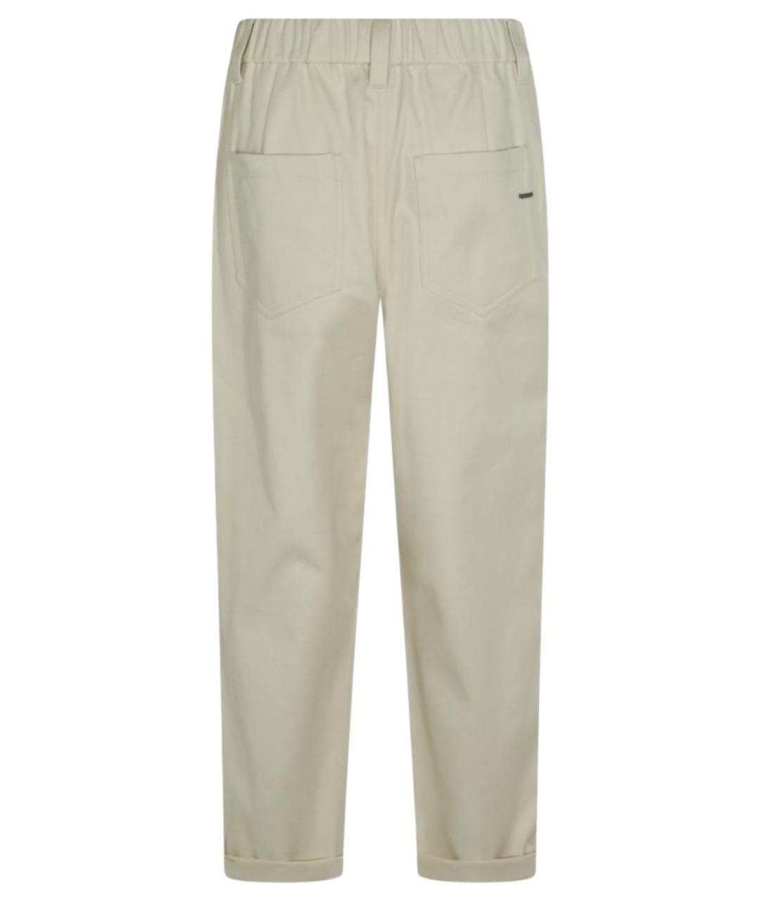 BRUNELLO CUCINELLI Бежевые хлопковые прямые брюки, фото 2