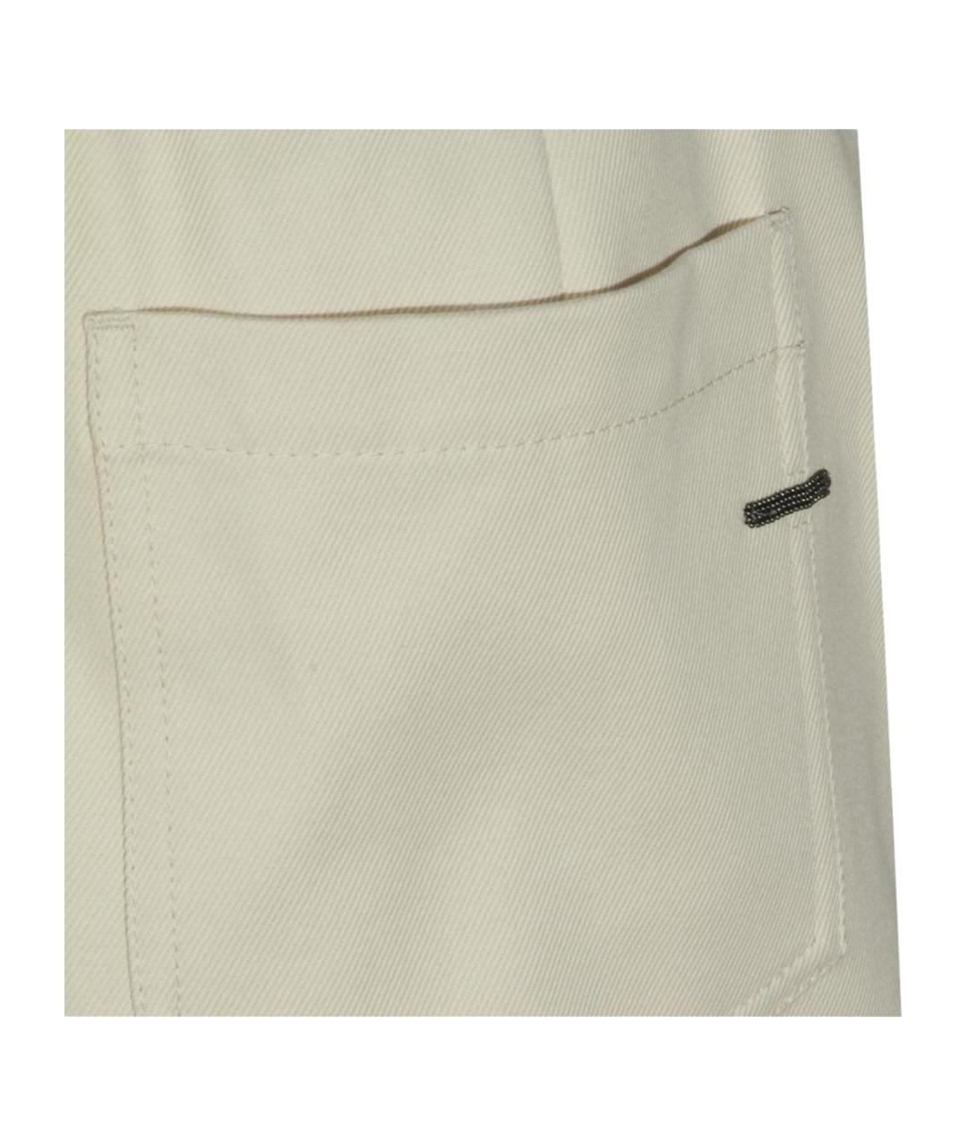 BRUNELLO CUCINELLI Бежевые хлопковые прямые брюки, фото 4