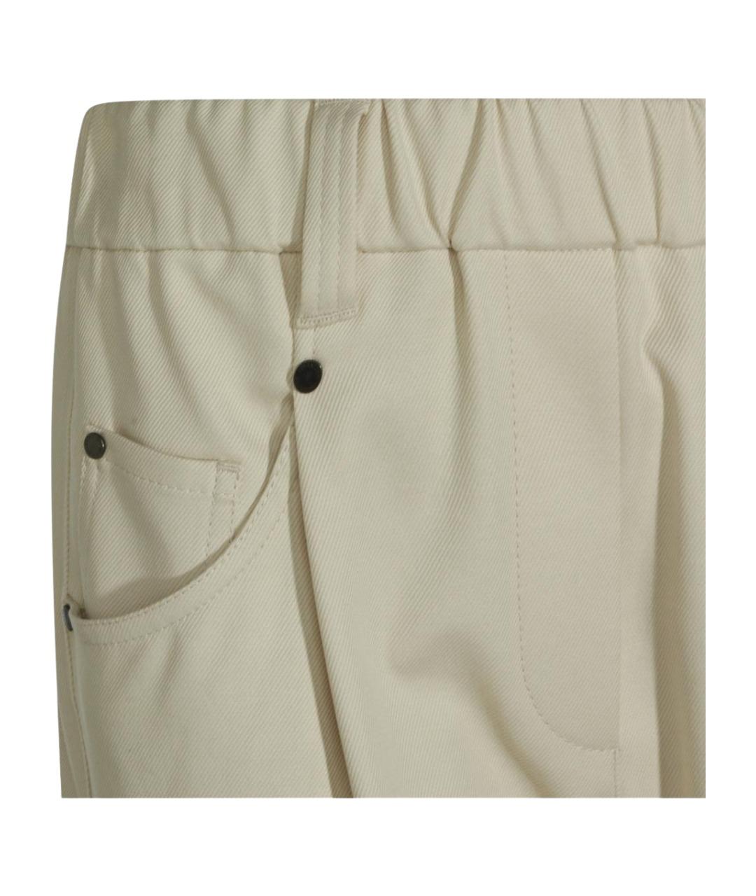 BRUNELLO CUCINELLI Бежевые хлопковые прямые брюки, фото 3