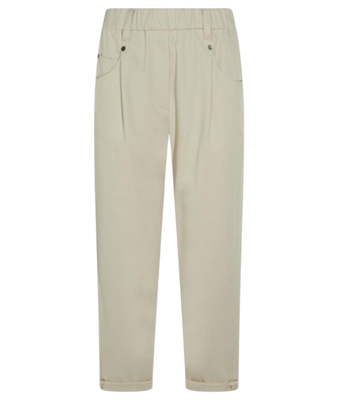 BRUNELLO CUCINELLI Бежевые хлопковые прямые брюки, фото 1