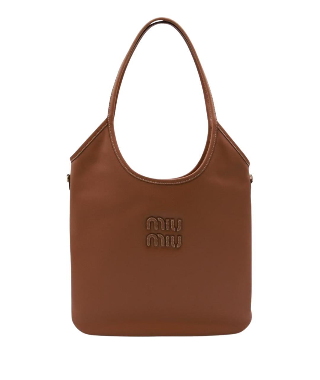 MIU MIU Коричневая кожаная сумка тоут, фото 1