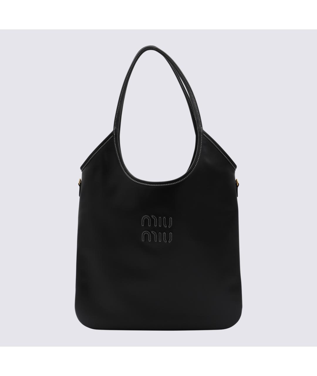 MIU MIU Черная кожаная сумка тоут, фото 3