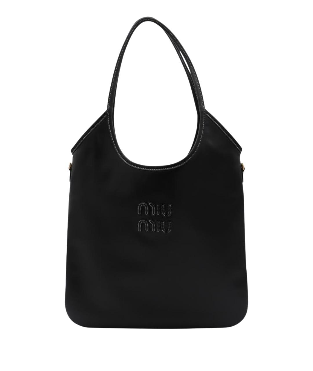 MIU MIU Черная кожаная сумка тоут, фото 1