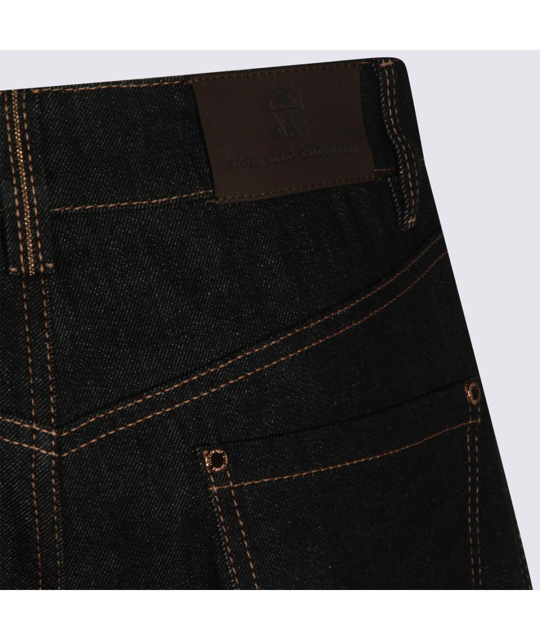 BRUNELLO CUCINELLI Черные хлопковые прямые джинсы, фото 4
