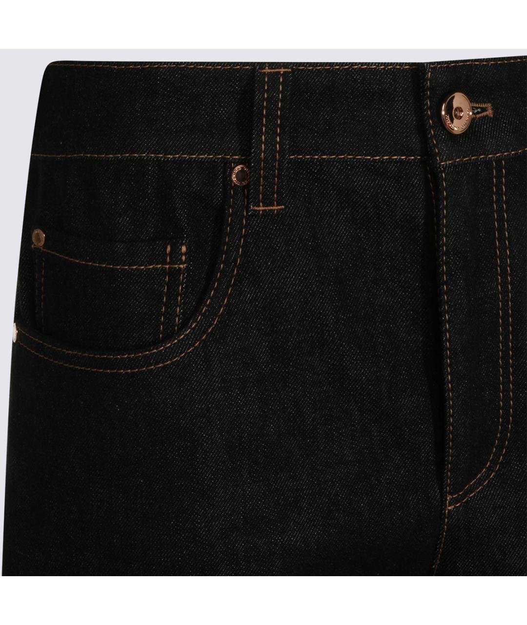 BRUNELLO CUCINELLI Черные хлопковые прямые джинсы, фото 3