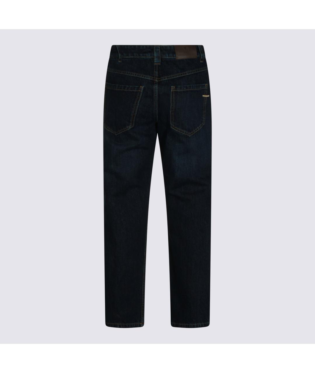 BRUNELLO CUCINELLI Синие хлопковые прямые джинсы, фото 2