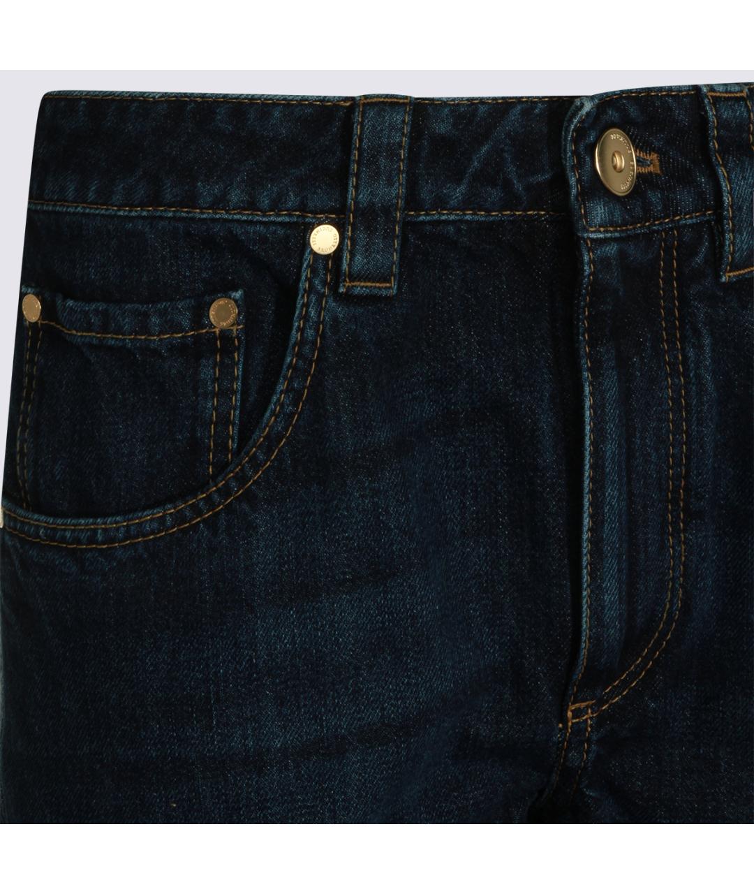 BRUNELLO CUCINELLI Синие хлопковые прямые джинсы, фото 3