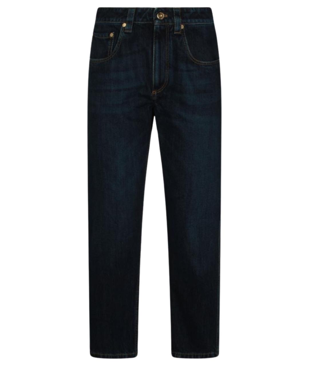 BRUNELLO CUCINELLI Синие хлопковые прямые джинсы, фото 1
