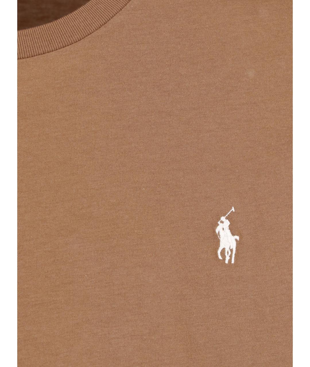 POLO RALPH LAUREN Коричневая хлопковая футболка, фото 3